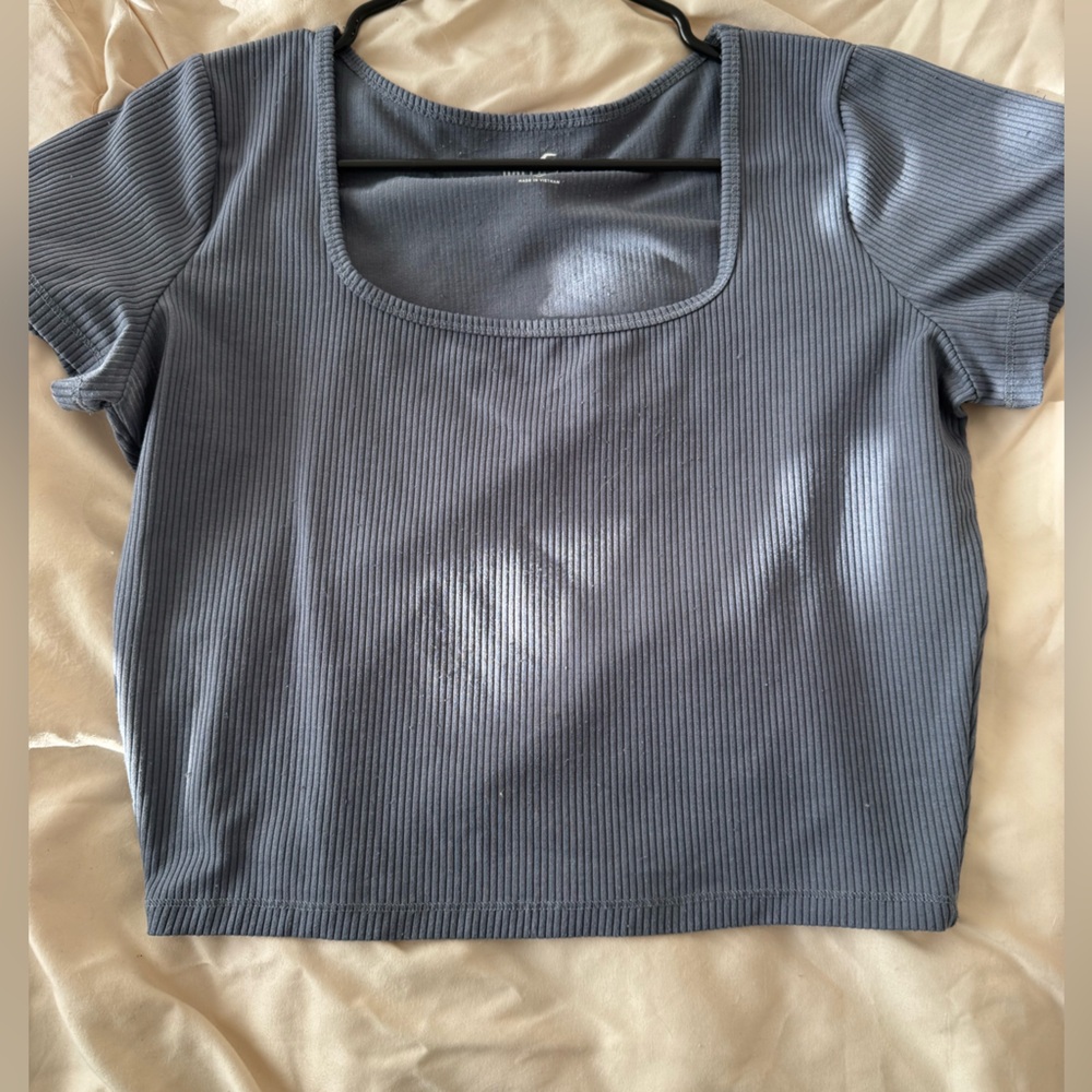 Hollister Charcoal Ribbed Crop Top